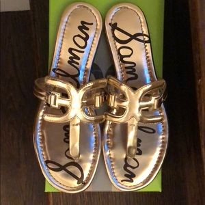 Sam Edelman Carter Sandal in Gold Patent Leather